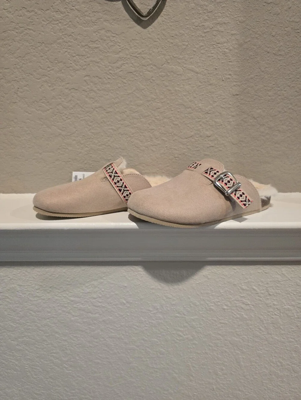 Kids Suede Slip-On Clogs in Light Pink with Decorative Strap